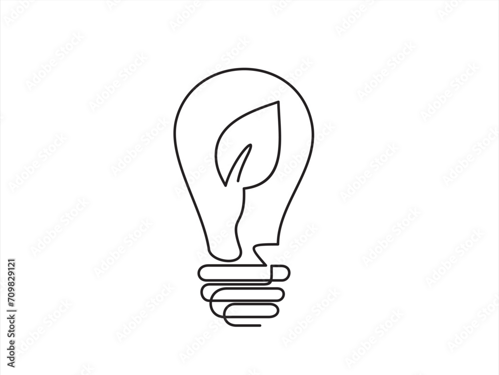 Plant inside Lightbulb in one line drawing. Creative concept of Green energy and environmental friendly sources. Editable stroke. Vector illustration
Plant inside Lightbulb in one line drawing. Creative concept of Green energy and environmental friendly sources. Editable stroke. Vector illustration