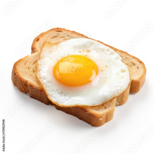 toast with egg on white background