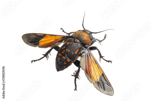 Close up of beetle or bug Insect isolated on transparent png background, entomology collection, anatomy of insect concept.