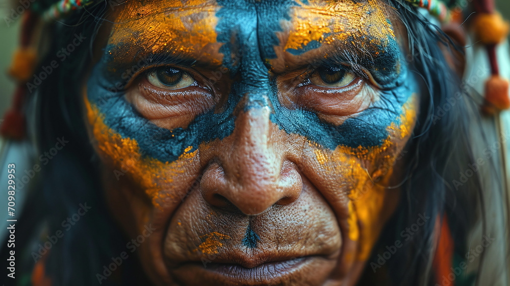 Detailed photograph of an ancient tribe leader Detailed photograph of an ancient tribe leader
