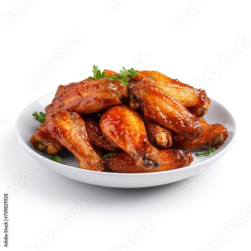 roasted chicken wings on white background