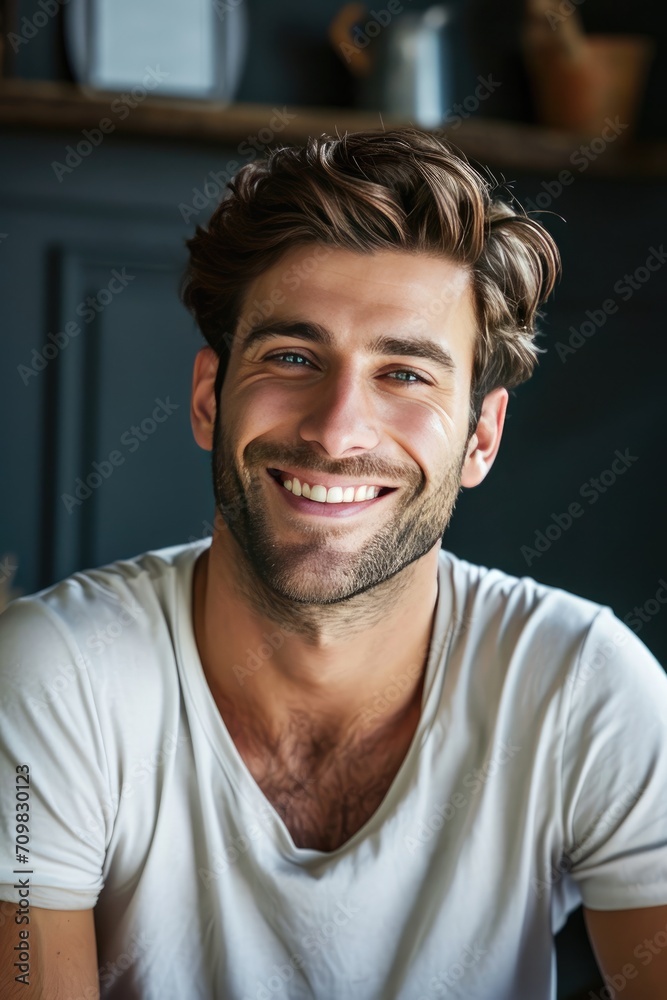 Smiling Man in White T-Shirt Smiling Man in White T-Shirt