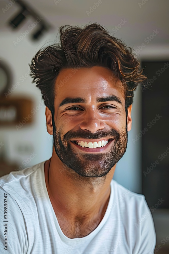 Obraz premium Smiling Bearded Man Facing the Camera