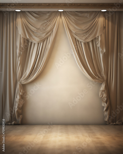 room with curtains