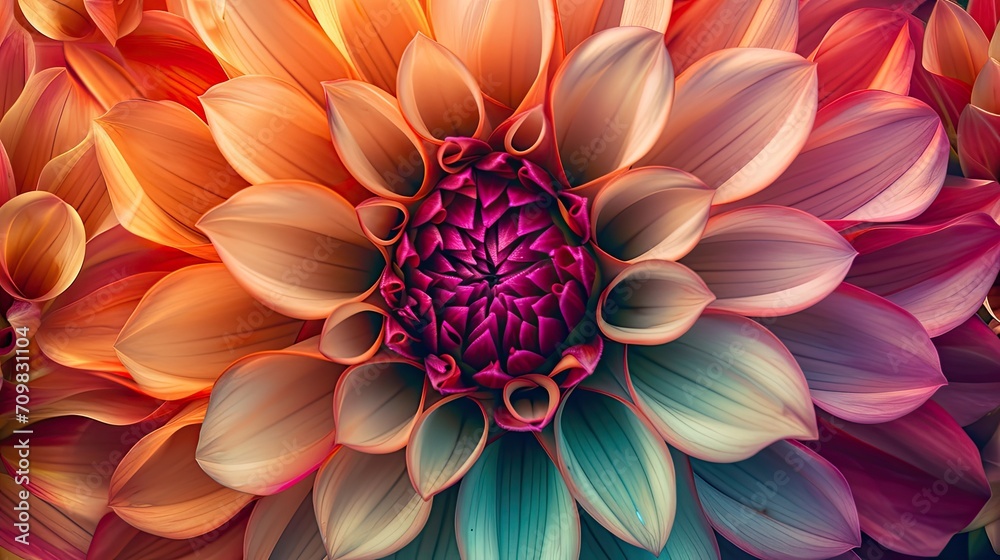 Colorful dahlia flower close up