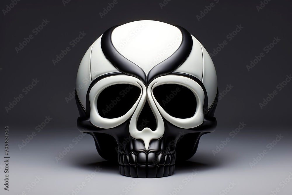 Close-up, 3d mockup of abstract skull with minimal background Close-up, 3d mockup of abstract skull with minimal background