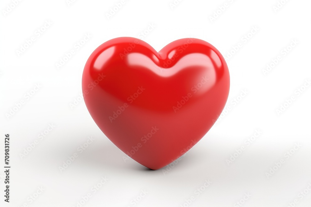 3d red heart icon isolated on white background, 3d render, soft lighting.