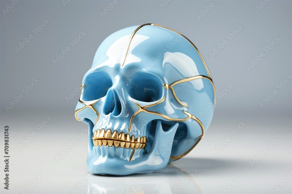 Close-up, 3d mockup of abstract skull with minimal background Close-up, 3d mockup of abstract skull with minimal background