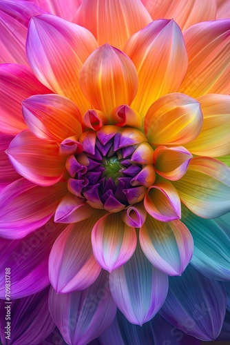 Multicolored Flower With Green Center