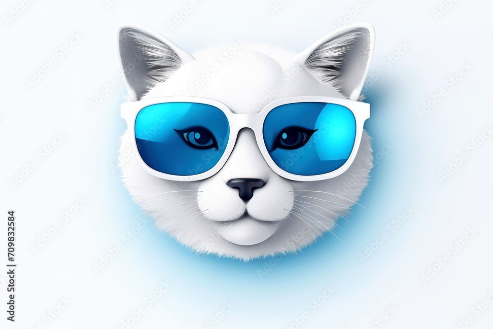 Close-up, 3d mockup of abstract cat with minimal background