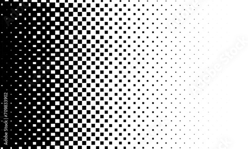 Monochrome gradient Halftone faded grid background. Vector illustration. Small squares on white background. Pop art style gradient
