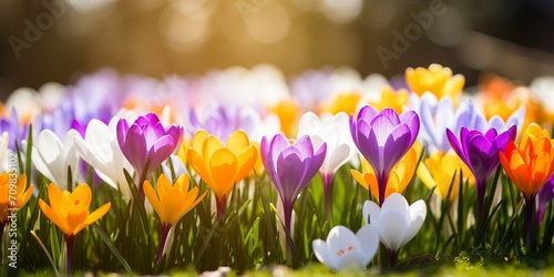 website banner showing beutiful spring flowers - generative ai