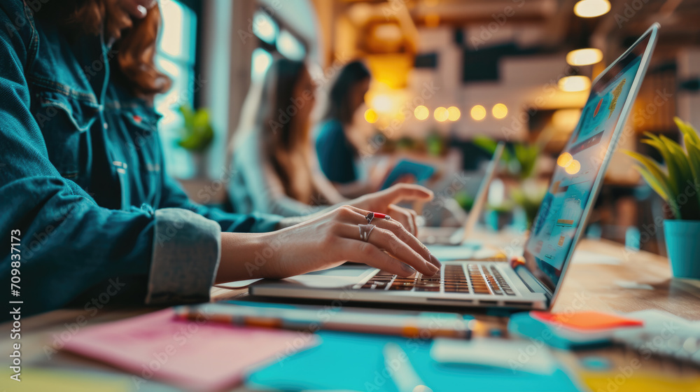 Person is typing on a laptop with lines of code visible on the screen Person is typing on a laptop with lines of code visible on the screen