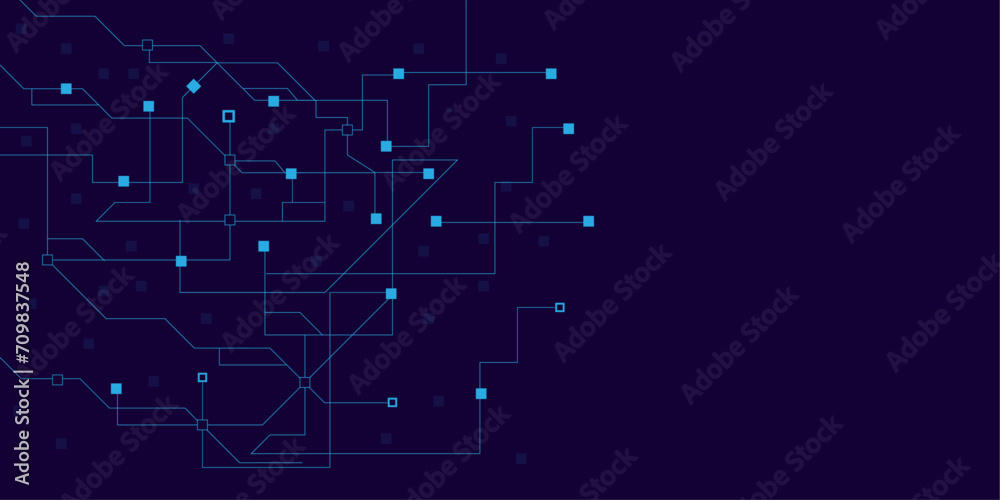 Abstract geometric with connecting dots and lines. Big data visualization, network connection and digital communication technology background.