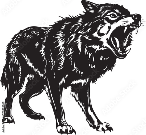 Angry Wolf, Wolf illustration, wolf icon Vector Illustration	
