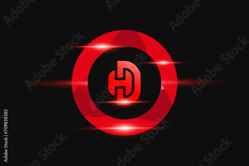 DH Red logo Design. Vector logo design for business.