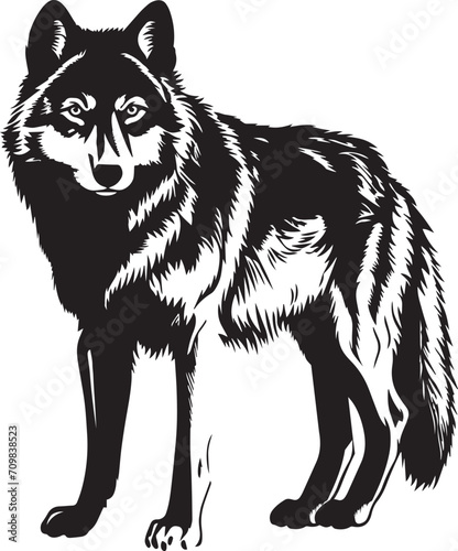 Full length Wolf, Wolf illustration, wolf icon Vector Illustration