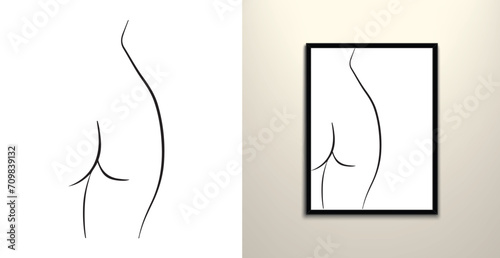Women back sexy line art drawing decor 