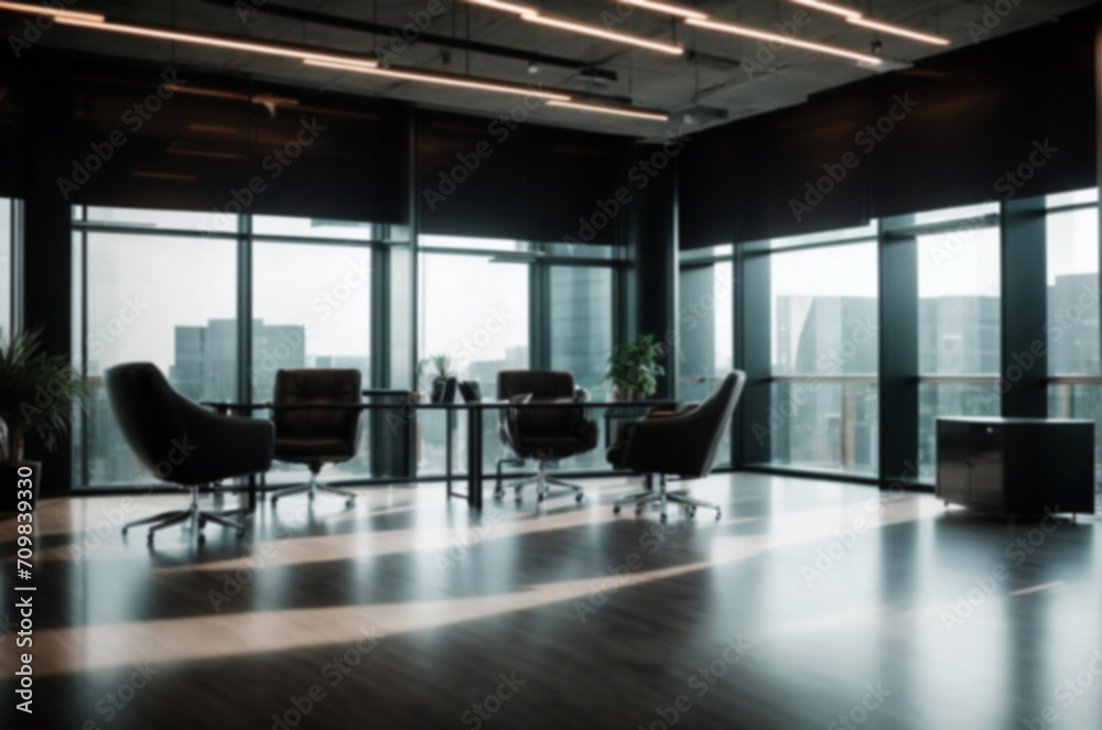 Fototapeta premium Blurred empty open space office interior background 
