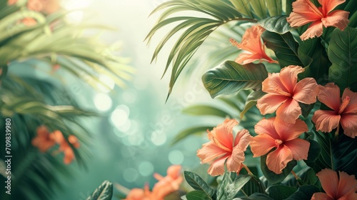 Watercolor images of flowers and leaves can be used as backgrounds for summer holidays, wedding invitations, and birthday parties. © ND STOCK