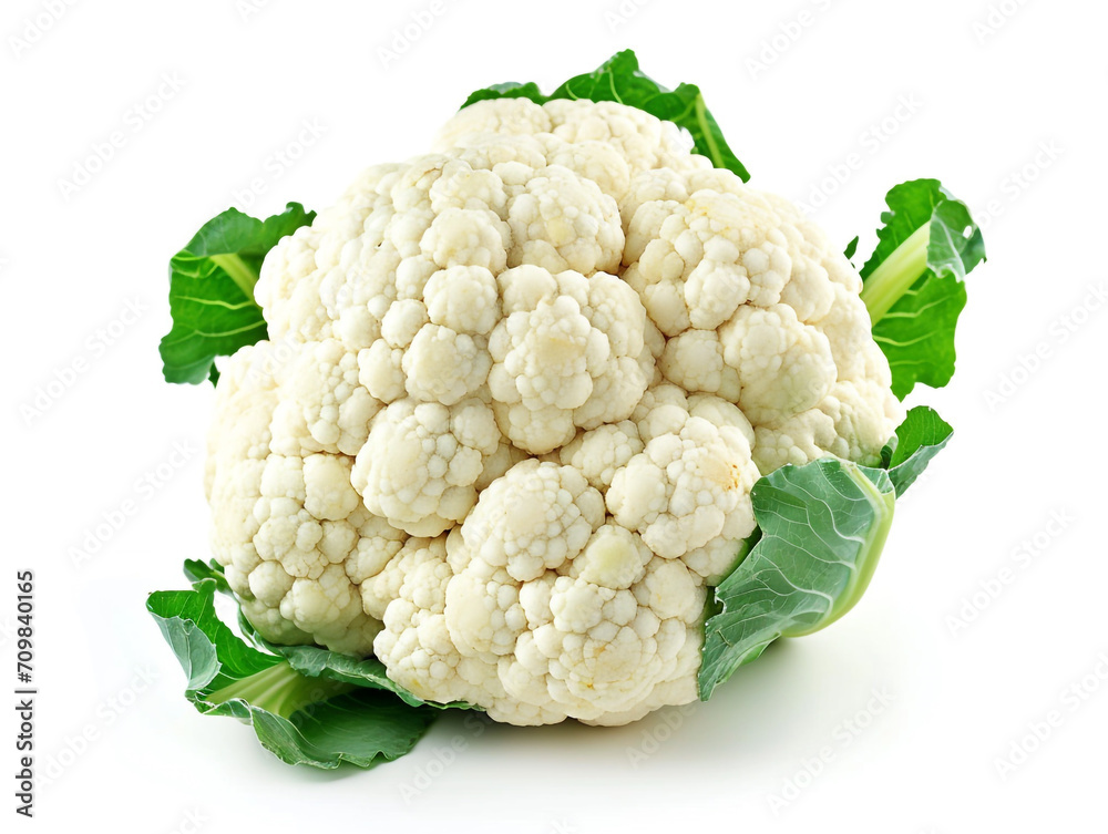 Fresh cauliflower isolated on white background. Minimalist style. 