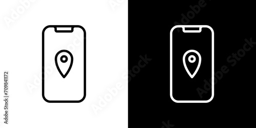 シンプルなスマートフォンで地図を見るアイコン