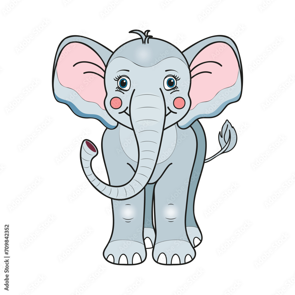 Fototapeta premium African elephant animal cartoon character. Vector illustration.