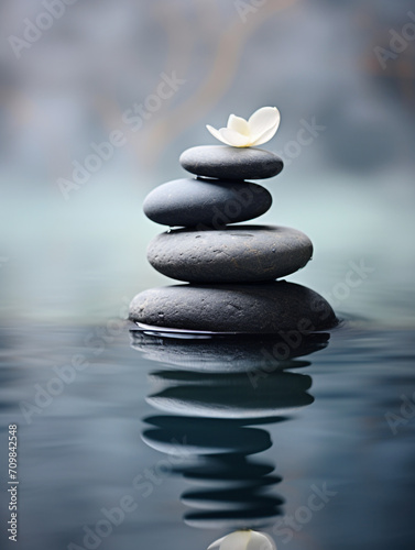 Zen SPA stone water artistic conception picture minimalist photography style composition aesthetic created with Generative Ai