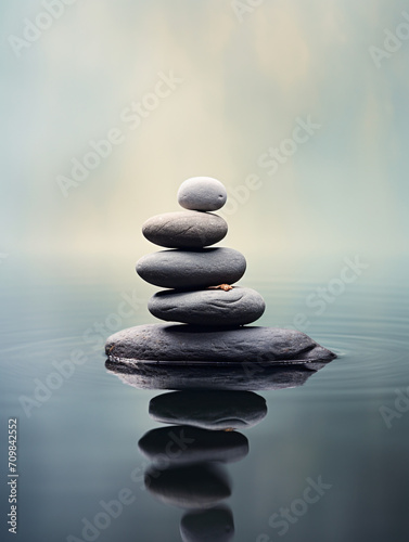 Zen SPA stone water artistic conception picture minimalist photography style composition aesthetic created with Generative Ai