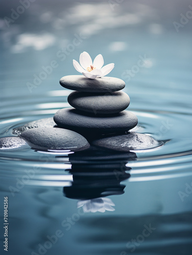Zen SPA stone water artistic conception picture minimalist photography style composition aesthetic created with Generative Ai