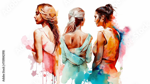 Abstract fashion watercolor illustration of person