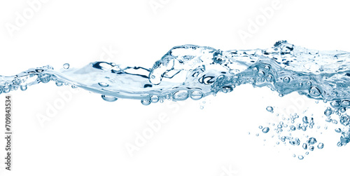 Water wave isolated on a white background close-up, clean drinking water concept