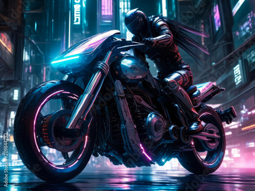 Legendary Cyberpunk Futuristic Motorcycle On a Ethereal Lane © ProArt Studios