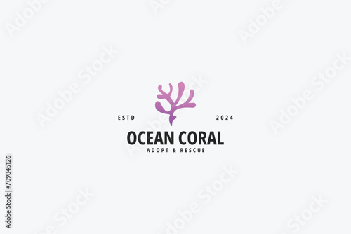 modern ocean coral logo design vector illustration with gradient color  elegant and minimalist styles. creative symbol ocean coral symbol logo vector design background