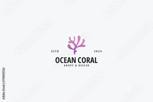 modern ocean coral logo design vector illustration with gradient color, elegant and minimalist styles. creative symbol ocean coral symbol logo vector design background
