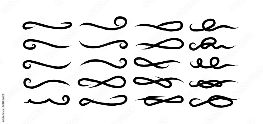 Set of crayon emphasis. strike through black charcoal lines. doodle freehand different curved underlines, crosses and ovals. Horizontal hand drawn marker stripes, brush swoops and swooshes Set of crayon emphasis. strike through black charcoal lines. doodle freehand different curved underlines, crosses and ovals. Horizontal hand drawn marker stripes, brush swoops and swooshes