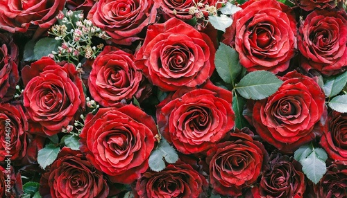 Garden of Love  Fresh Red Roses Wallpaper in Top View