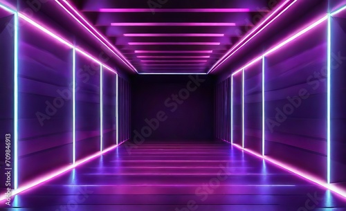 Neon light abstract background Square tu