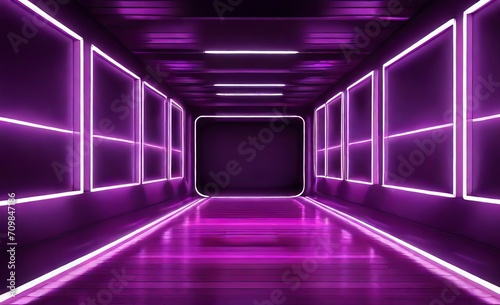 Neon light abstract background Square tu