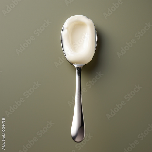 spoon with thick thermostatic yogurt created with Generative Ai