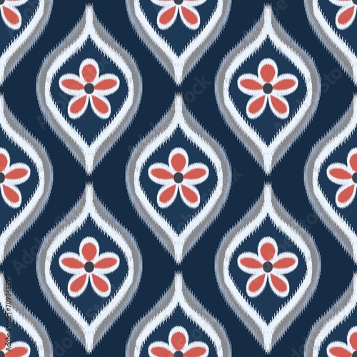 Ikat floral paisley embroidery on background