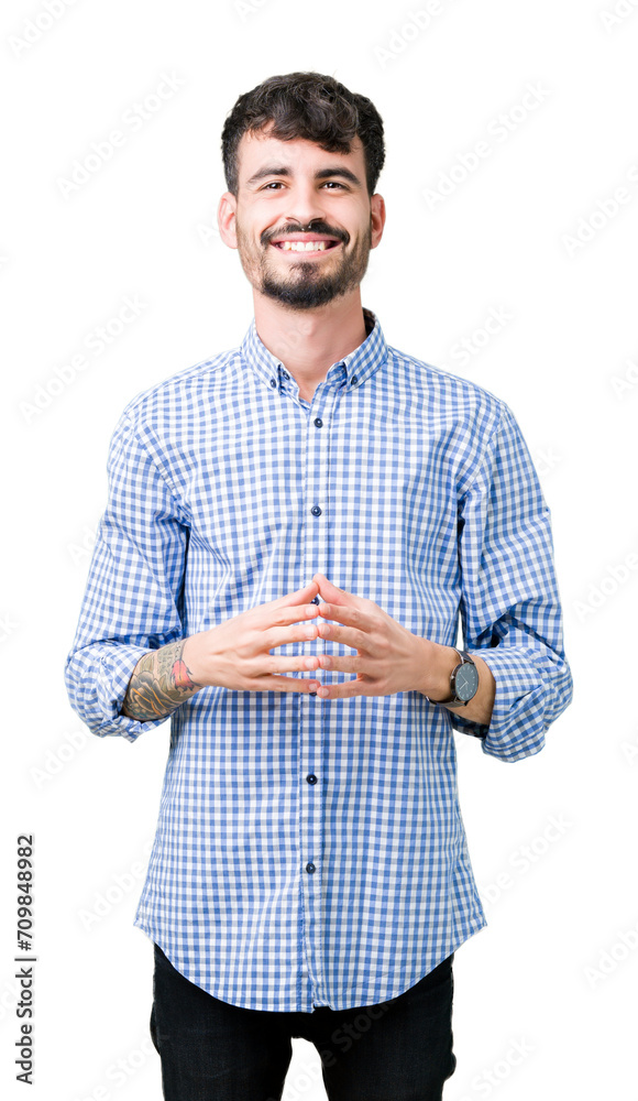 Young handsome business man over isolated background Hands together and fingers crossed smiling relaxed and cheerful. Success and optimistic Young handsome business man over isolated background Hands together and fingers crossed smiling relaxed and cheerful. Success and optimistic