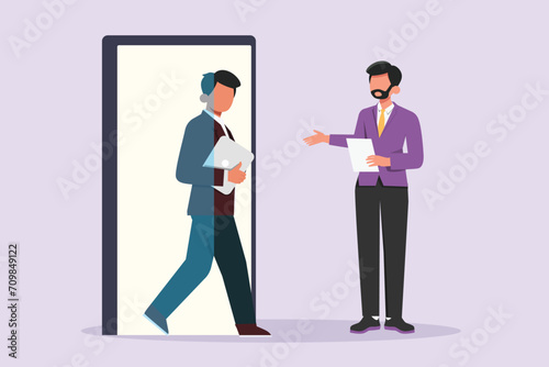Change job or career. Improvement or progression concept. Colored flat vector illustration isolated.