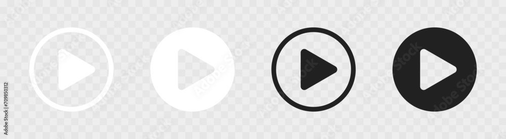 Set of play buttons icons. Play buttons. Video audio player button vector illustration.