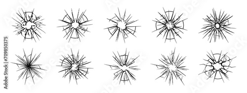 Cracked glass vector illustration. Broken glass textures. Cracked, crushed glass.