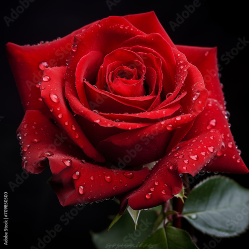 red rose with water drops