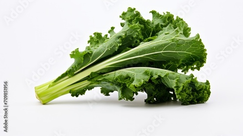 fresh kale isolated on white background top view.