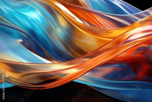 Abstract 3d luxury premium background, colorful flowing curved waves, golden accent, lighting effect