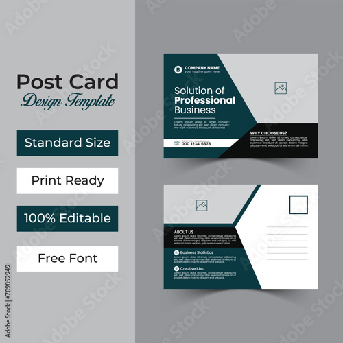 Postcard template design for a professional business with creative, professional, modern and eye catching layout vector