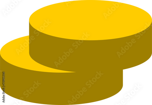 Currency Stacked Gold Coin Money Round Circle Symbol Icon with 3D Style Shadow Effect. Vector Image.